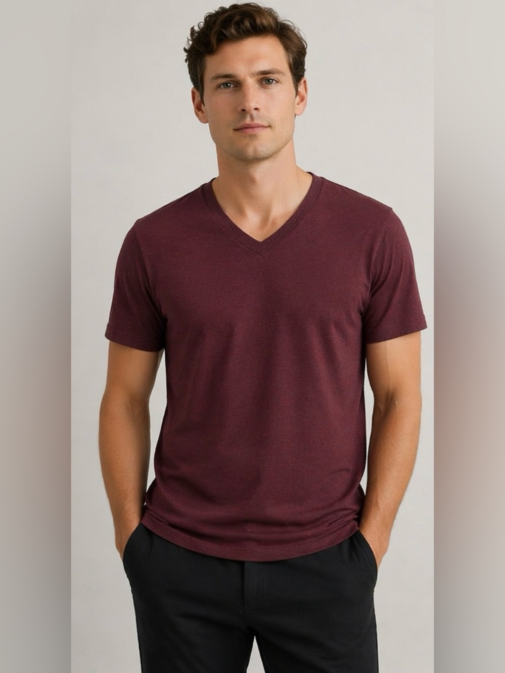 Express Stretch V-Neck T-Shirt XL Burgundy Short Sleeve Brand New With Tags